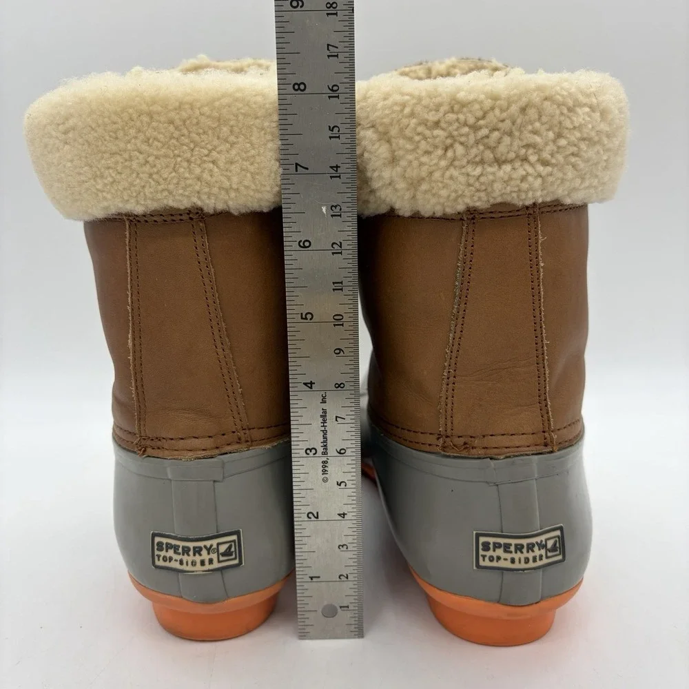 Vintage Sperry Topsider For J.Crew Womens 10 Duck Boots Brown Leather Wool Lined